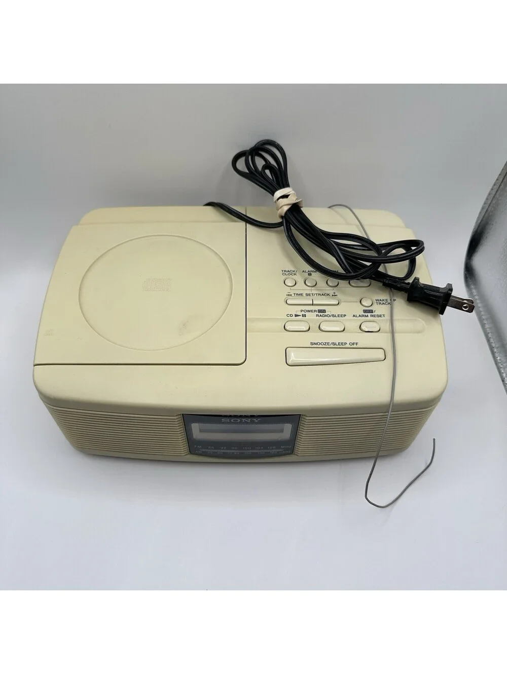 Sony DVD Alarm Clock Radio CD Player Tested Works Cream